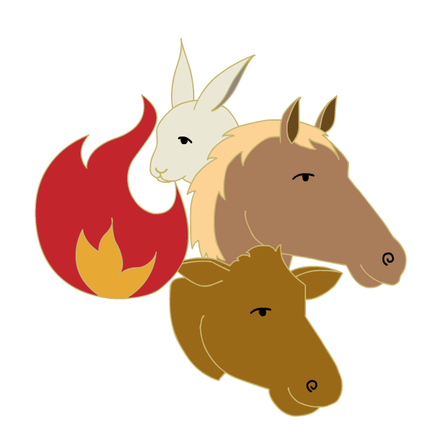 羊驼、马和牛靠近火焰